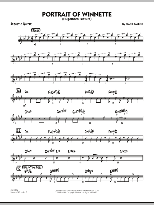 Mark Taylor Portrait Of Winnette - Acoustic Guitar Sheet Music Notes & Chords for Jazz Ensemble - Download or Print PDF