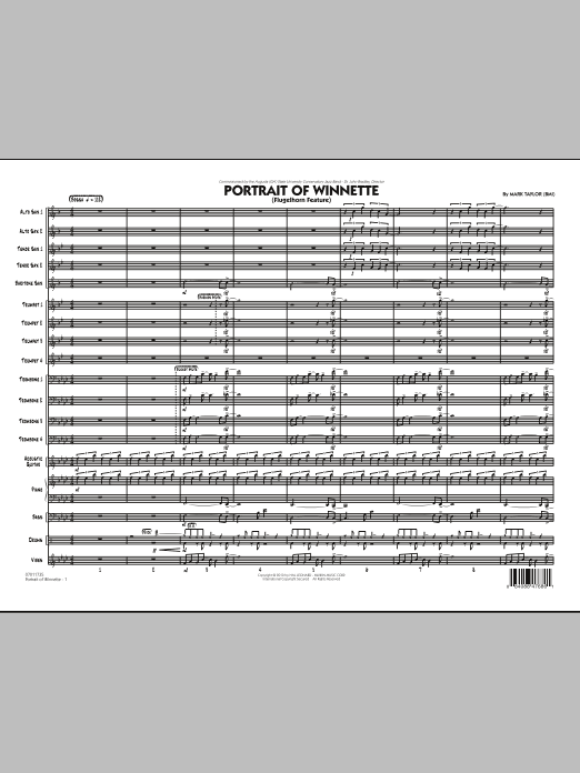 Mark Taylor Portrait Of Winnette - Conductor Score (Full Score) Sheet Music Notes & Chords for Jazz Ensemble - Download or Print PDF