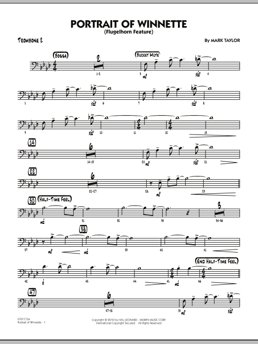 Mark Taylor Portrait Of Winnette - Trombone 2 Sheet Music Notes & Chords for Jazz Ensemble - Download or Print PDF