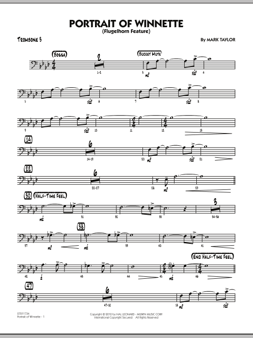 Mark Taylor Portrait Of Winnette - Trombone 3 Sheet Music Notes & Chords for Jazz Ensemble - Download or Print PDF