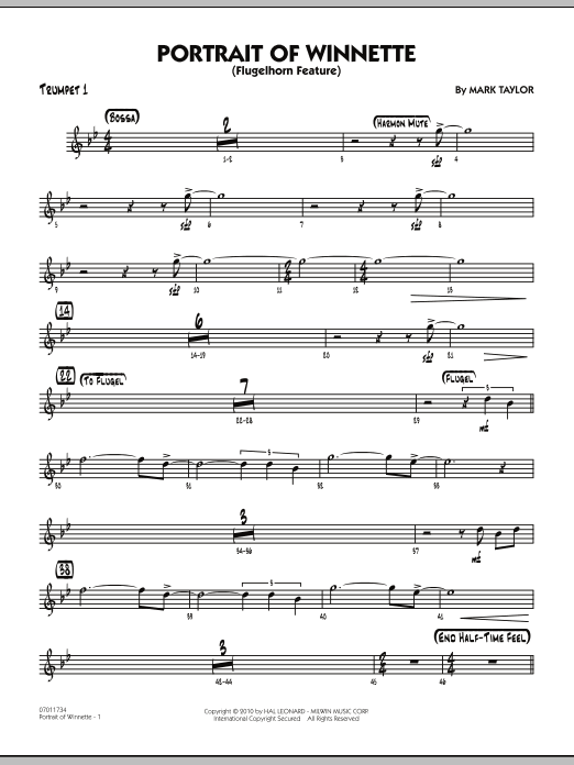 Mark Taylor Portrait Of Winnette - Trumpet 1 Sheet Music Notes & Chords for Jazz Ensemble - Download or Print PDF