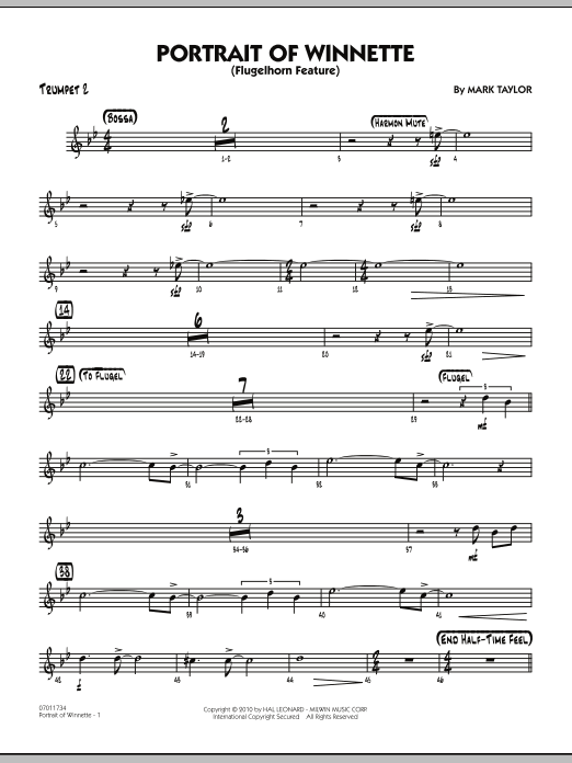 Mark Taylor Portrait Of Winnette - Trumpet 2 Sheet Music Notes & Chords for Jazz Ensemble - Download or Print PDF