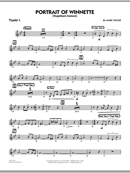 Mark Taylor Portrait Of Winnette - Trumpet 4 Sheet Music Notes & Chords for Jazz Ensemble - Download or Print PDF