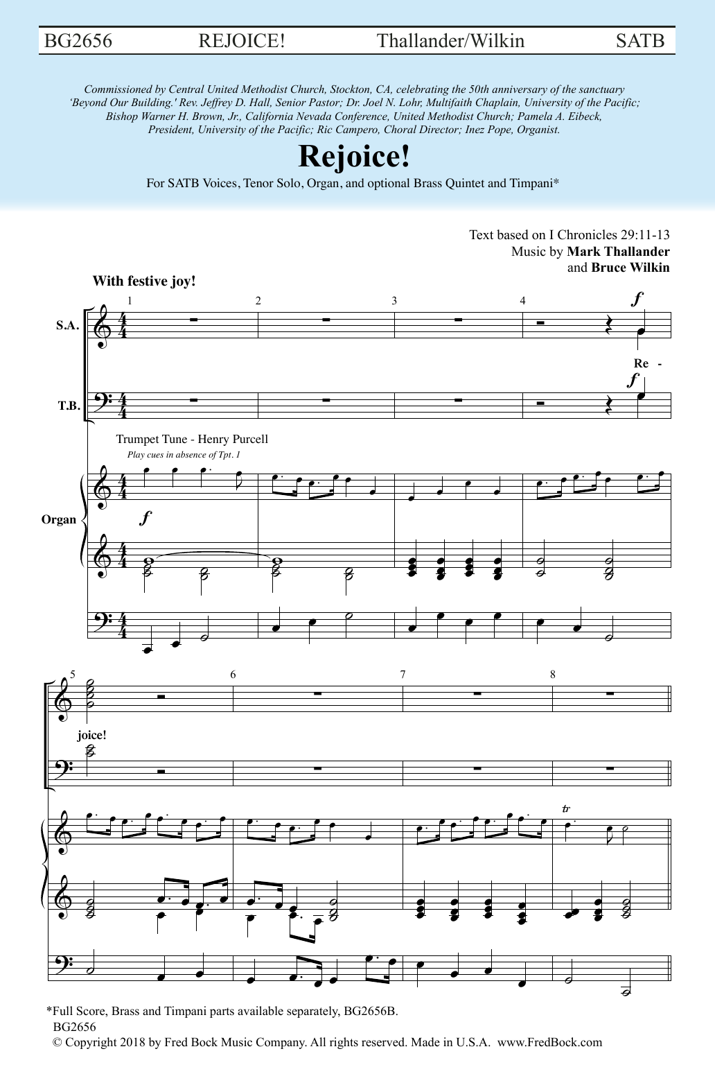 Mark Thallander & Bruce Wilkin Rejoice Sheet Music Notes & Chords for SATB Choir - Download or Print PDF