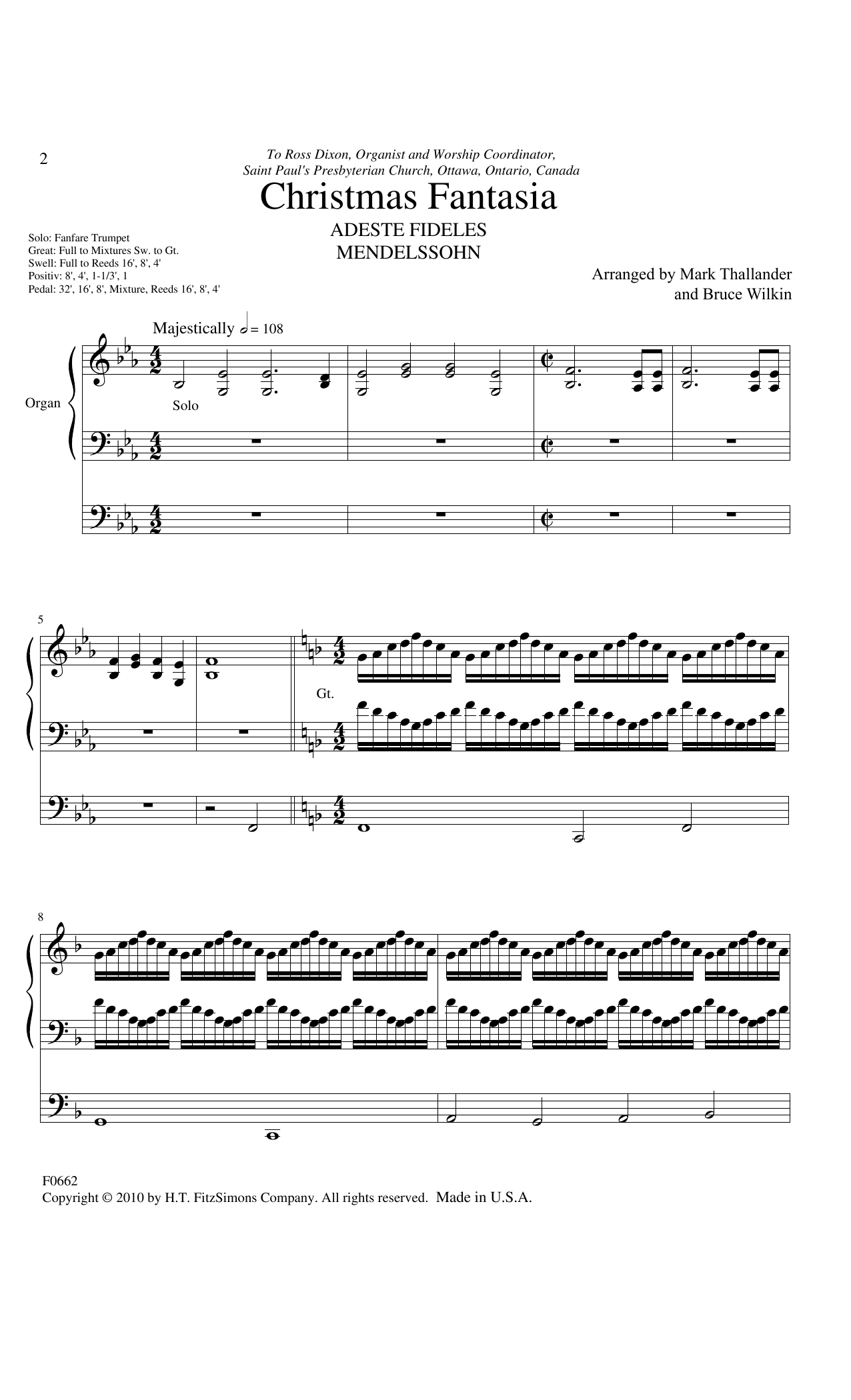 Mark Thallander and Bruce Wilkin Christmas Fantasia Sheet Music Notes & Chords for Organ - Download or Print PDF