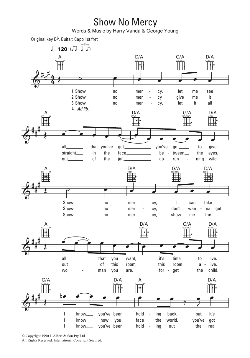 Mark Williams Show No Mercy Sheet Music Notes & Chords for Melody Line, Lyrics & Chords - Download or Print PDF
