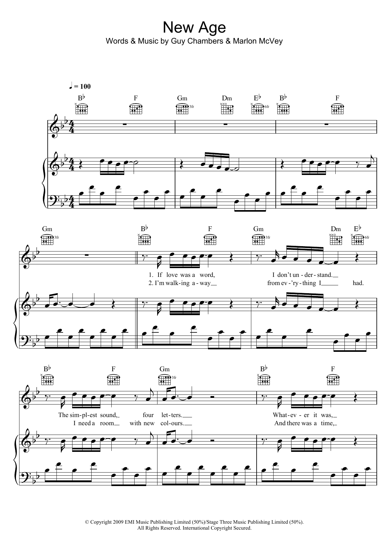 Marlon Roudette New Age Sheet Music Notes & Chords for Piano, Vocal & Guitar (Right-Hand Melody) - Download or Print PDF
