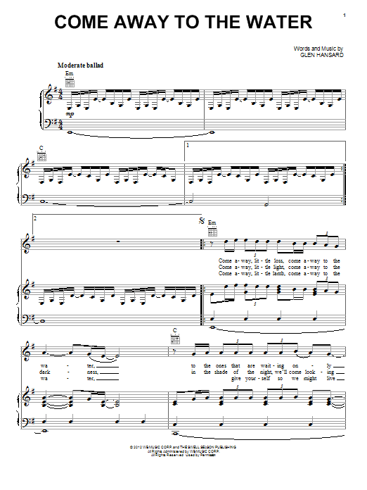Maroon 5 Come Away To The Water Sheet Music Notes & Chords for Piano, Vocal & Guitar (Right-Hand Melody) - Download or Print PDF