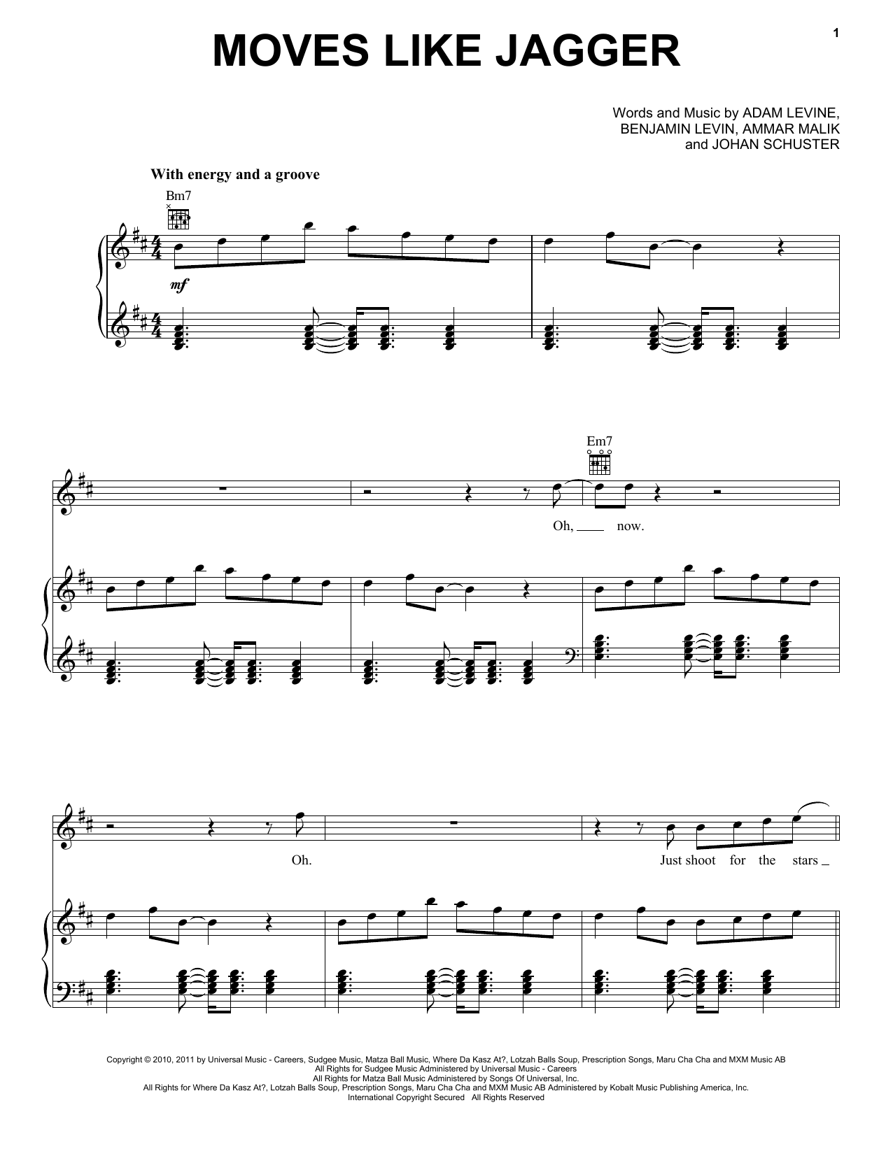 Maroon 5 Moves Like Jagger (feat. Christina Aguilera) Sheet Music Notes & Chords for DRMCHT - Download or Print PDF