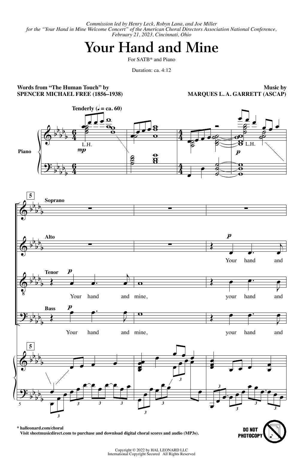 Marques L.A. Garrett Your Hand and Mine Sheet Music Notes & Chords for SATB Choir - Download or Print PDF