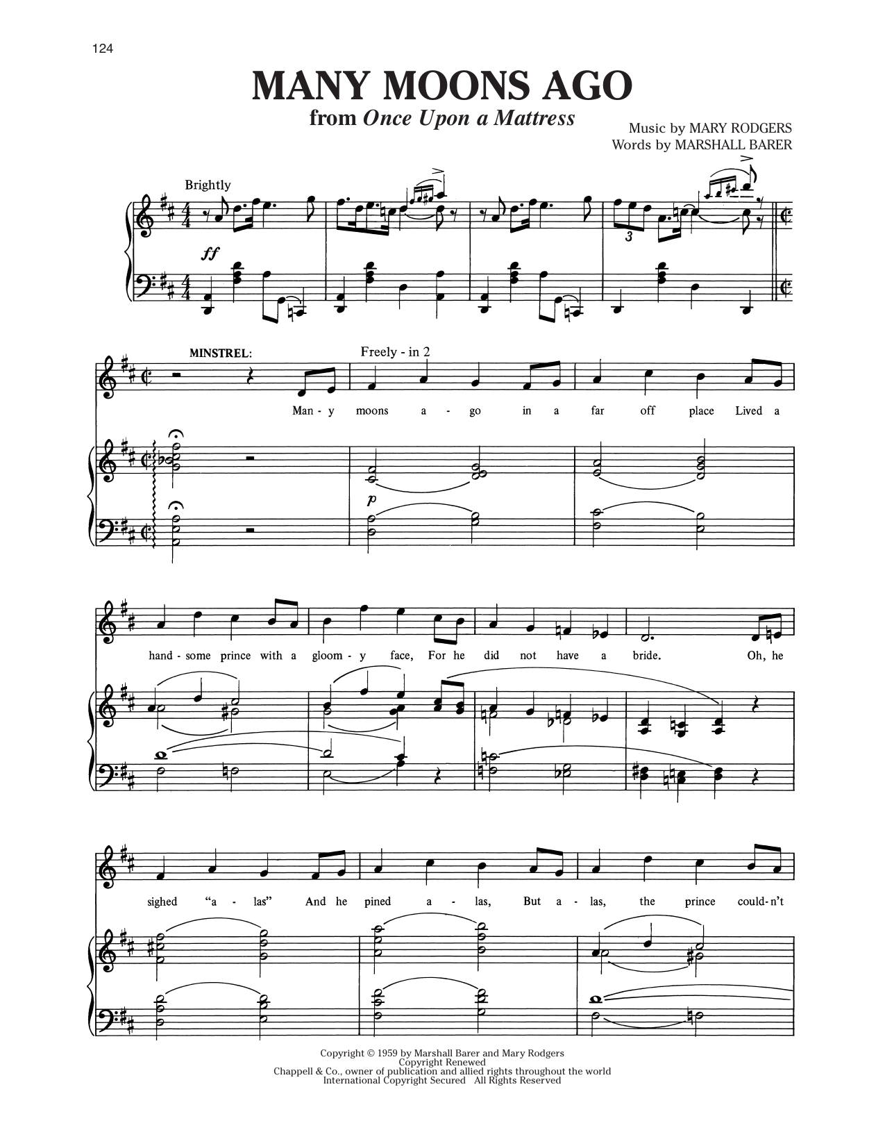 Marshall Barer Many Moons Ago (from Once Upon A Mattress) Sheet Music Notes & Chords for Piano & Vocal - Download or Print PDF