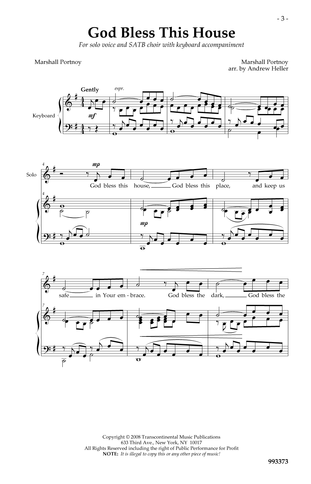 Marshall Portnoy God Bless This House Sheet Music Notes & Chords for SATB Choir - Download or Print PDF