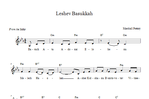 Marshall Portnoy Leshev Basukkah Sheet Music Notes & Chords for Melody Line, Lyrics & Chords - Download or Print PDF