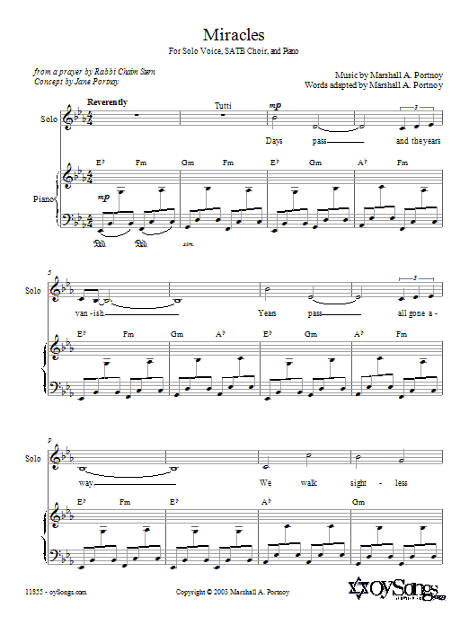 Marshall Portnoy Miracles Sheet Music Notes & Chords for SATB - Download or Print PDF