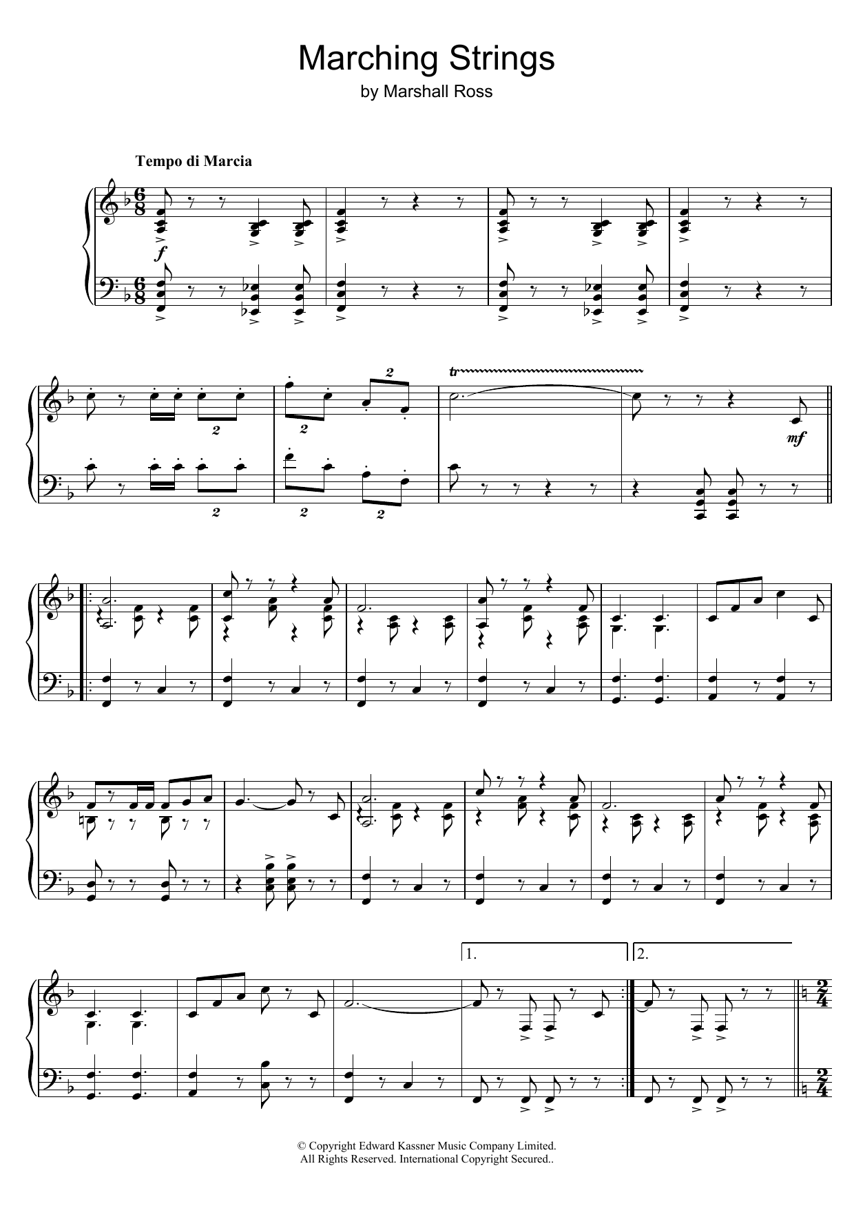 Marshall Ross Marching Strings Sheet Music Notes & Chords for Piano - Download or Print PDF