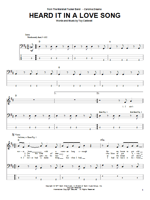Marshall Tucker Band Heard It In A Love Song Sheet Music Notes & Chords for Ukulele with strumming patterns - Download or Print PDF