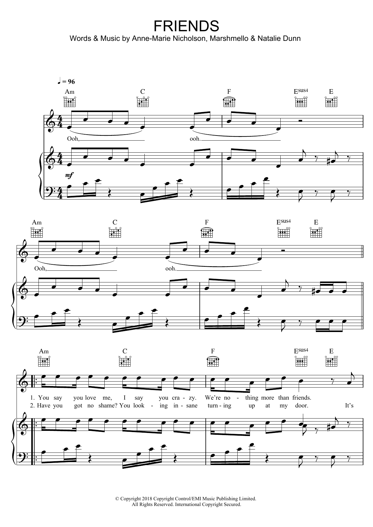 Marshmello & Anne-Marie FRIENDS Sheet Music Notes & Chords for Ukulele - Download or Print PDF