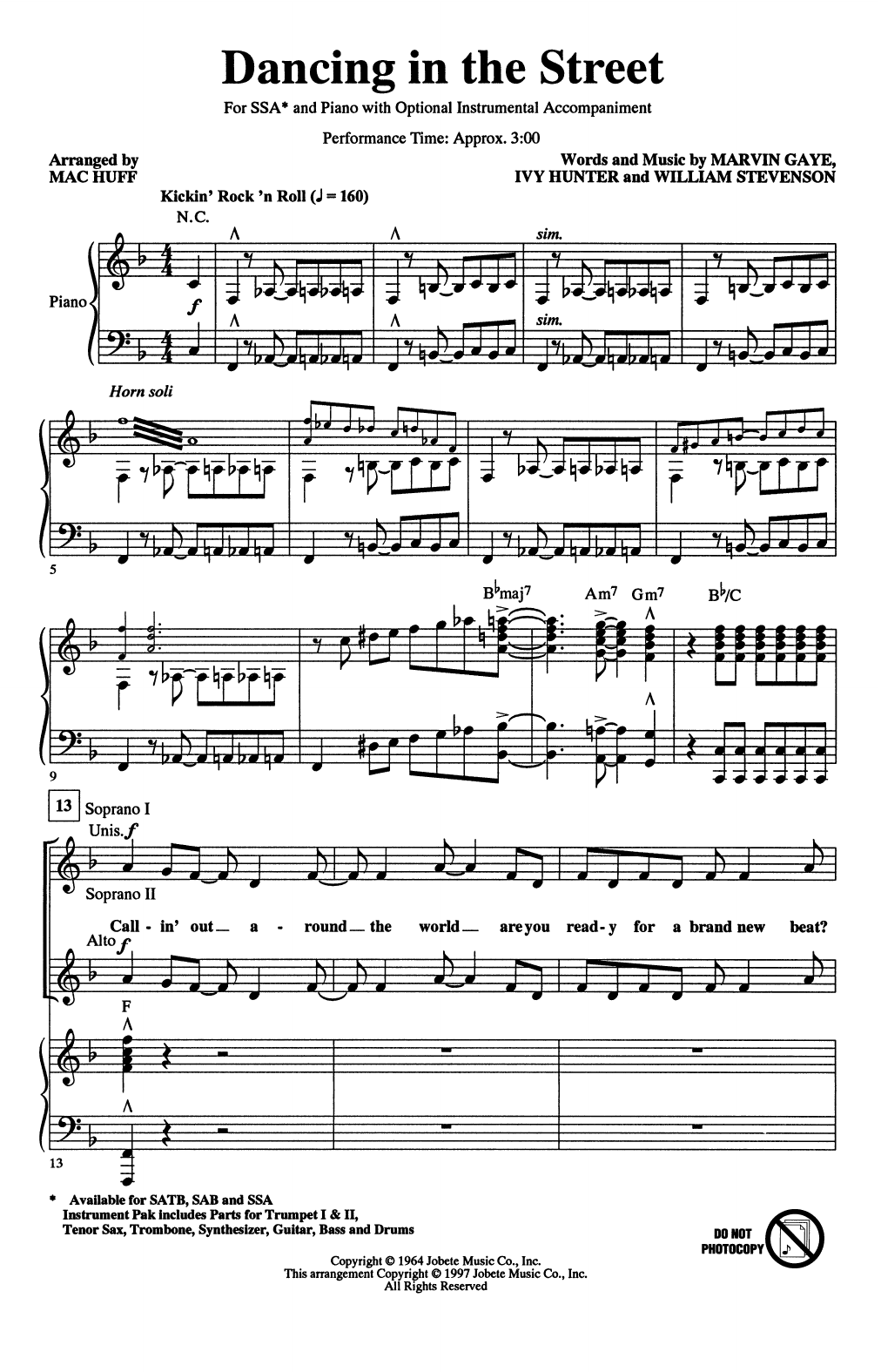 Martha & The Vandellas Dancing In The Street (arr. Mac Huff) Sheet Music Notes & Chords for SSA Choir - Download or Print PDF