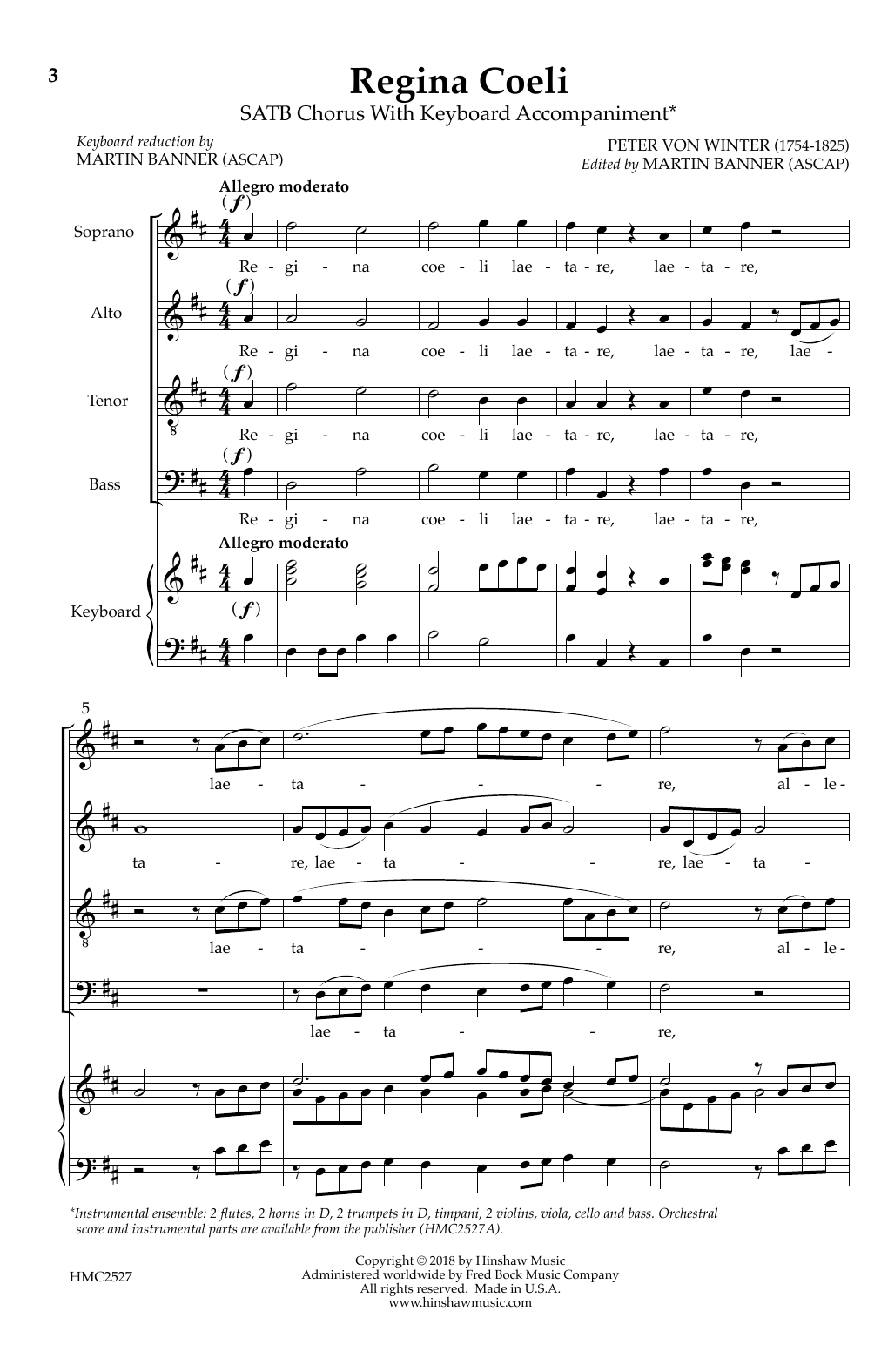 Martin Banner Regina Coeli Sheet Music Notes & Chords for Choral - Download or Print PDF