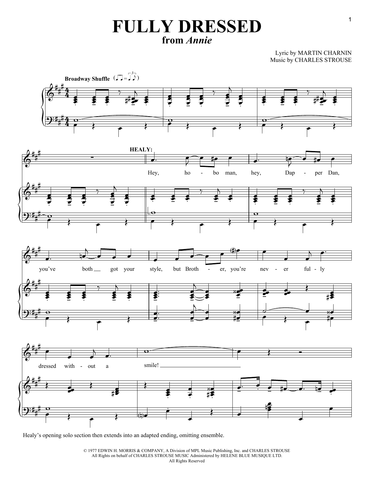 Martin Charnin and Charles Strouse Fully Dressed (from the musical Annie) Sheet Music Notes & Chords for Piano & Vocal - Download or Print PDF