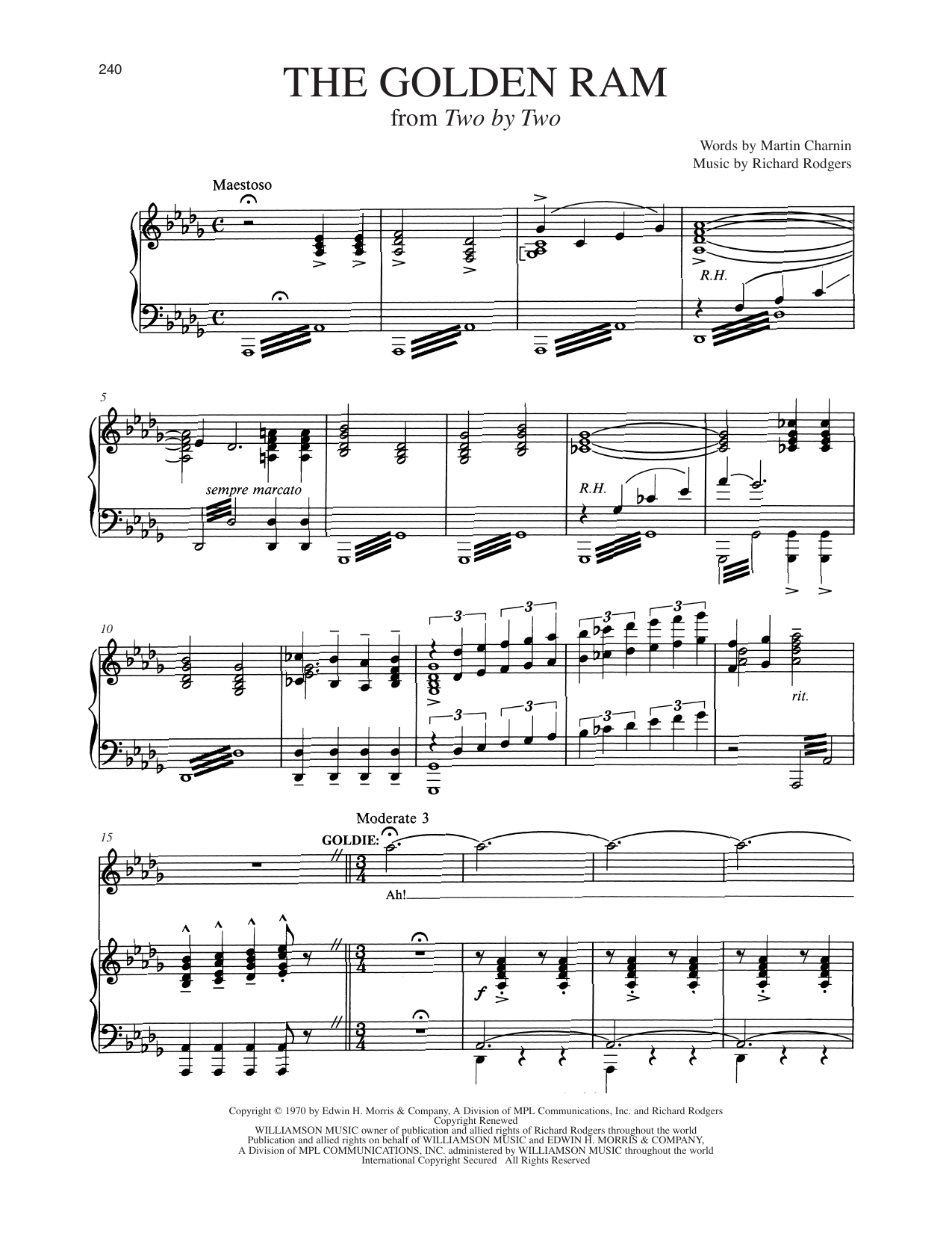 Martin Charnin The Golden Ram (from Two By Two) Sheet Music Notes & Chords for Piano & Vocal - Download or Print PDF