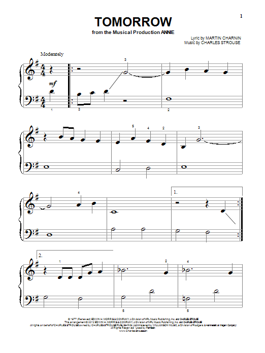 Martin Charnin Tomorrow Sheet Music Notes & Chords for SPREP - Download or Print PDF