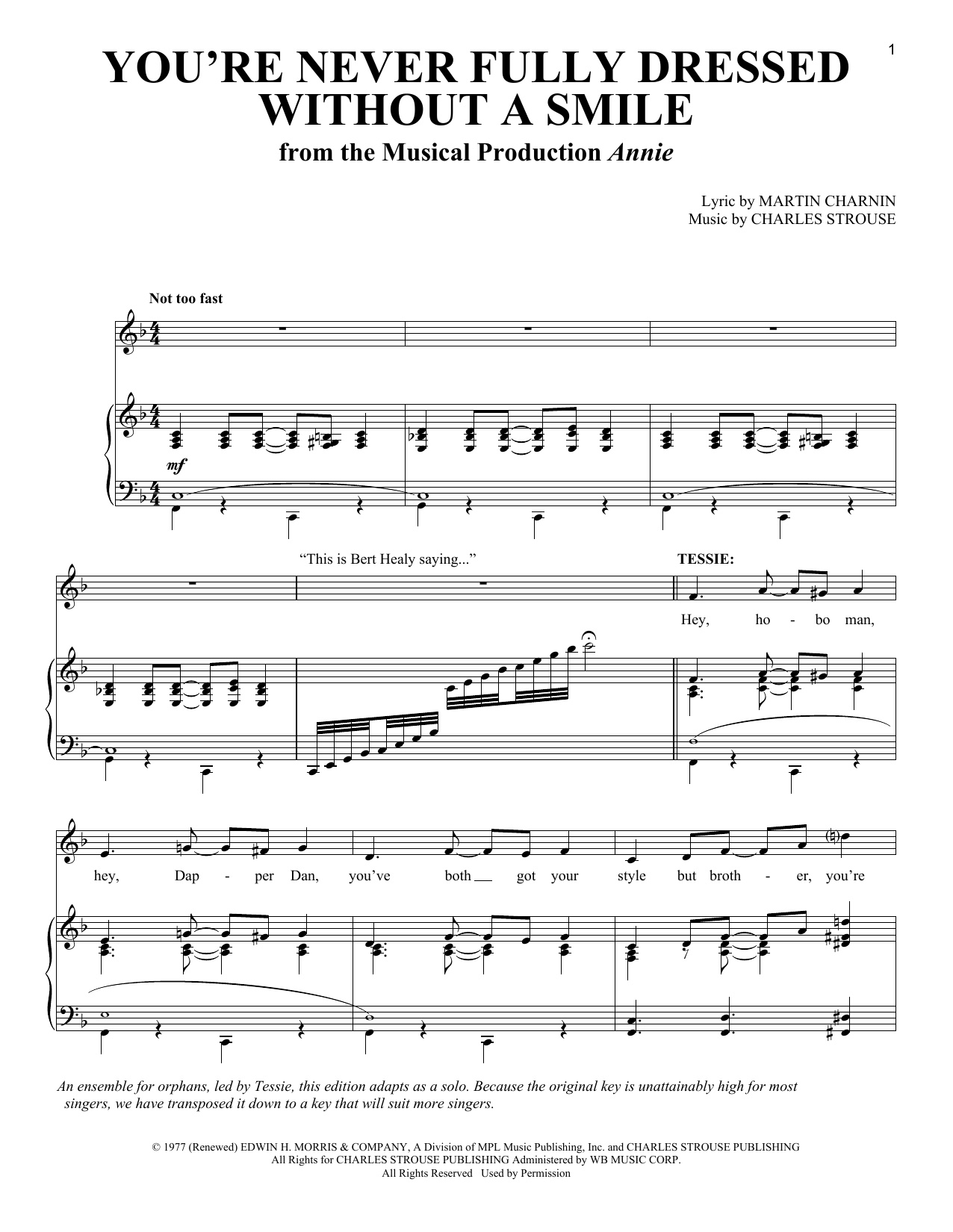 Martin Charnin You're Never Fully Dressed Without A Smile Sheet Music Notes & Chords for Piano & Vocal - Download or Print PDF