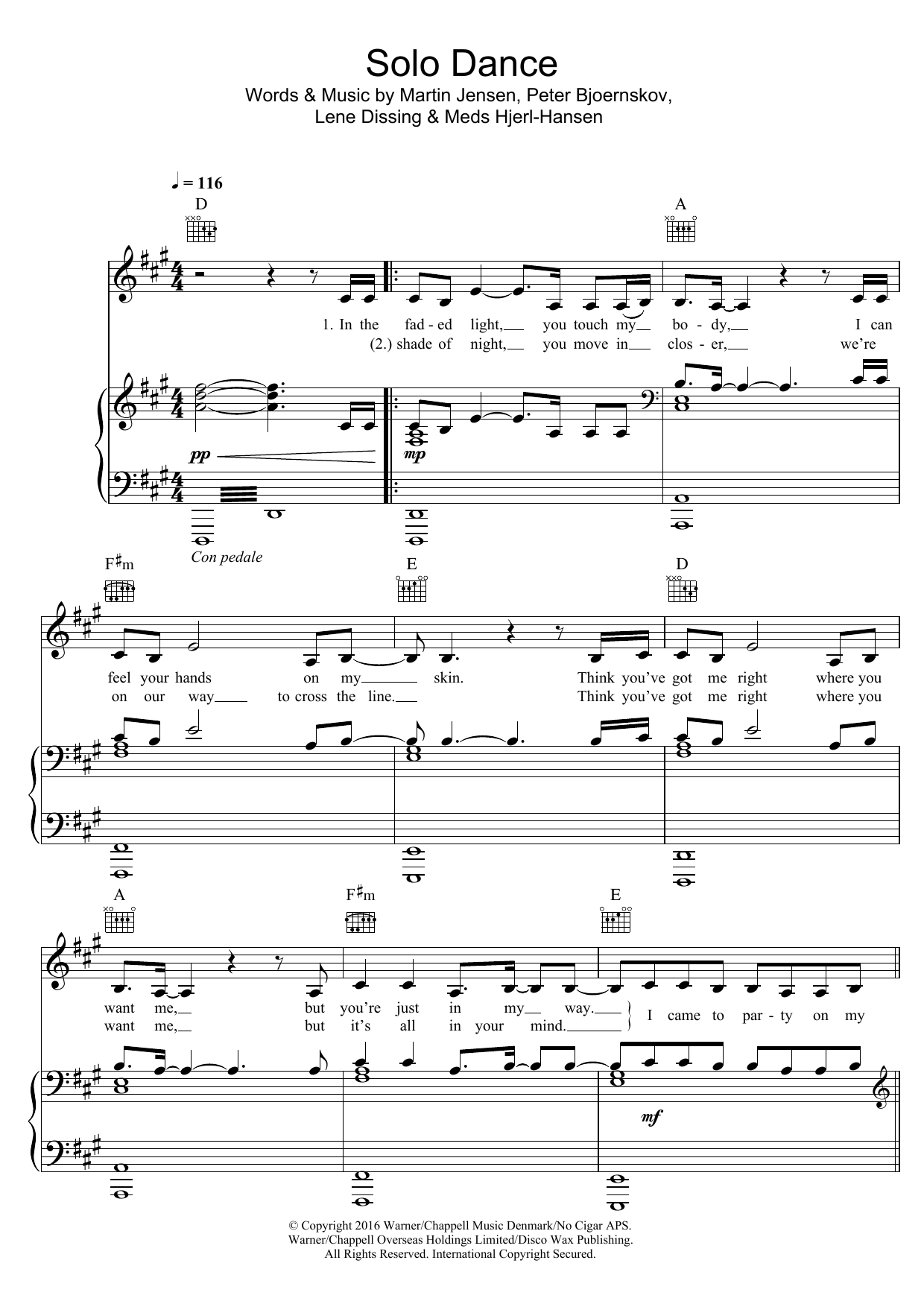 Martin Jensen Solo Dance Sheet Music Notes & Chords for Piano, Vocal & Guitar (Right-Hand Melody) - Download or Print PDF
