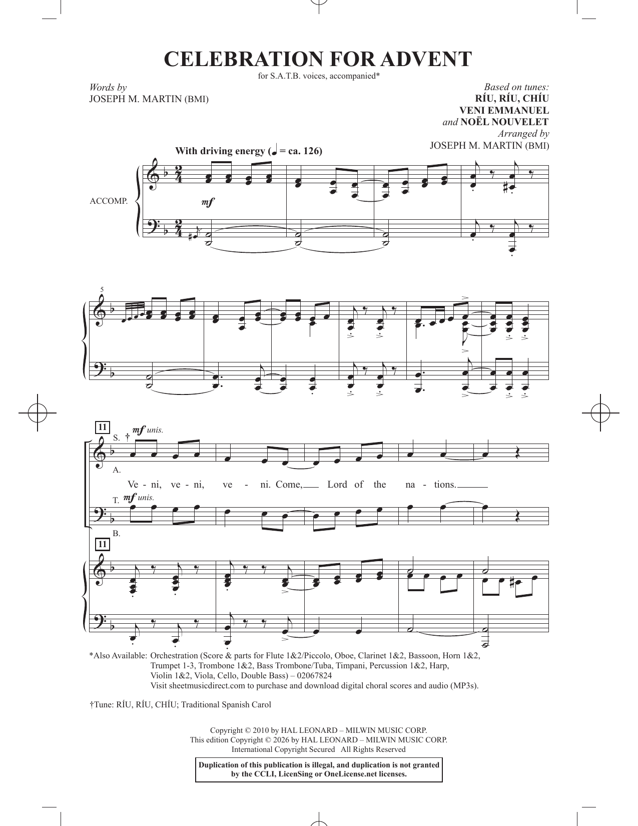 Martin, Joseph M. Celebration For Advent Sheet Music Notes & Chords for SATB Choir - Download or Print PDF