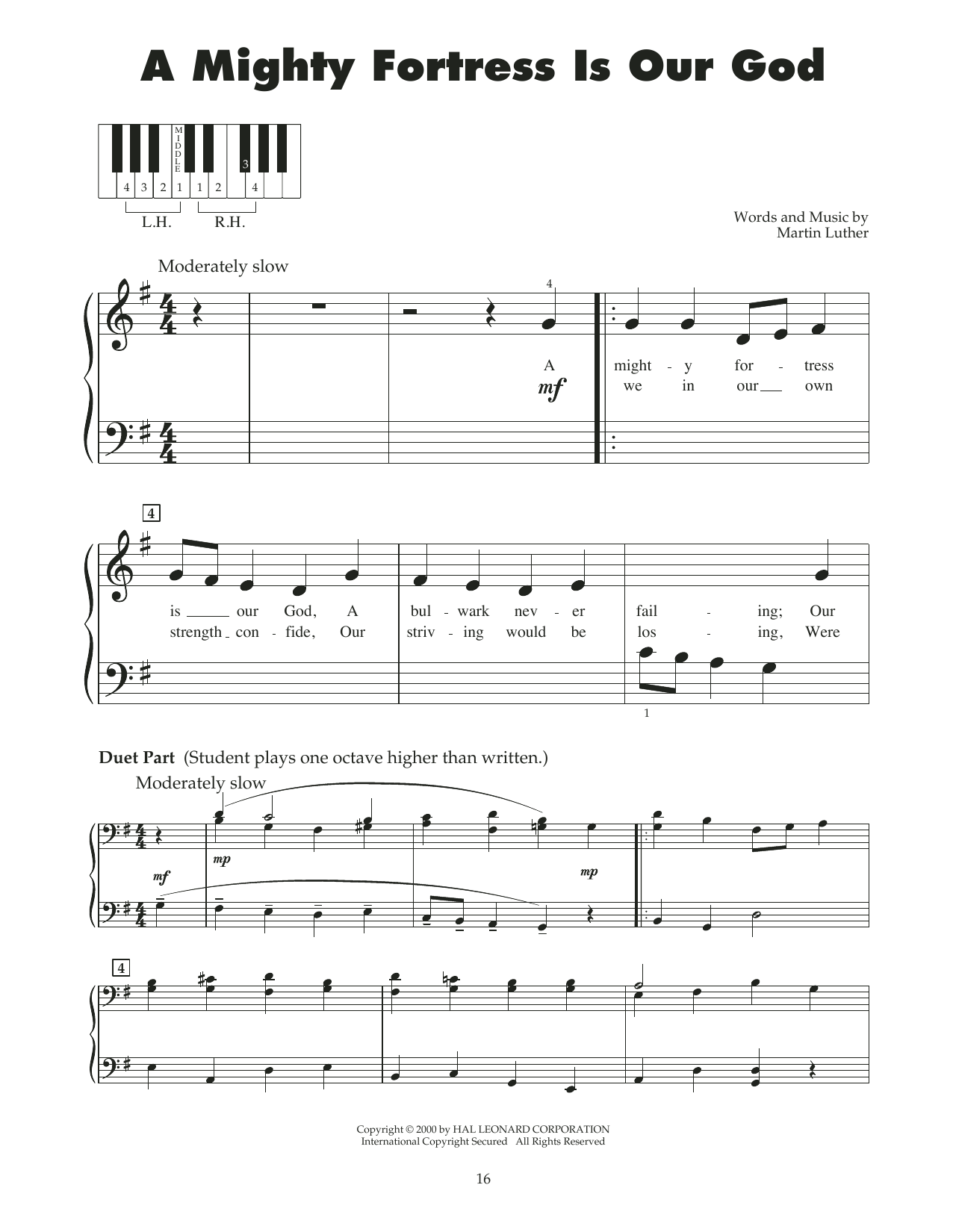 Martin Luther A Mighty Fortress Is Our God (arr. Carol Klose) Sheet Music Notes & Chords for 5-Finger Piano - Download or Print PDF