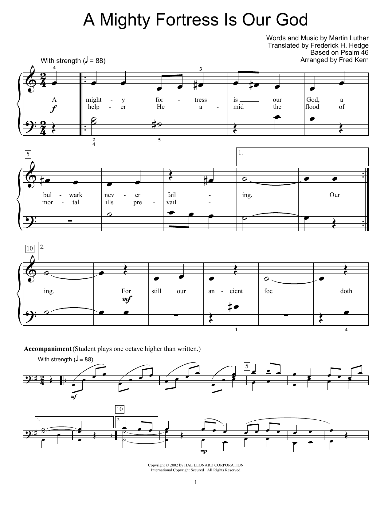 Fred Kern A Mighty Fortress Is Our God Sheet Music Notes & Chords for Educational Piano - Download or Print PDF