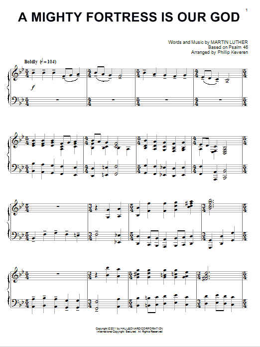 Martin Luther A Mighty Fortress Is Our God [Classical version] (arr. Phillip Keveren) Sheet Music Notes & Chords for Piano - Download or Print PDF