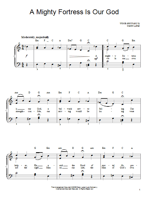 Martin Luther A Mighty Fortress Is Our God Sheet Music Notes & Chords for Guitar Tab - Download or Print PDF