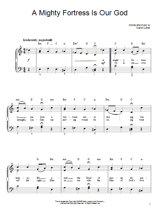 Martin Luther A Mighty Fortress Is Our God Sheet Music Notes & Chords for Ukulele - Download or Print PDF