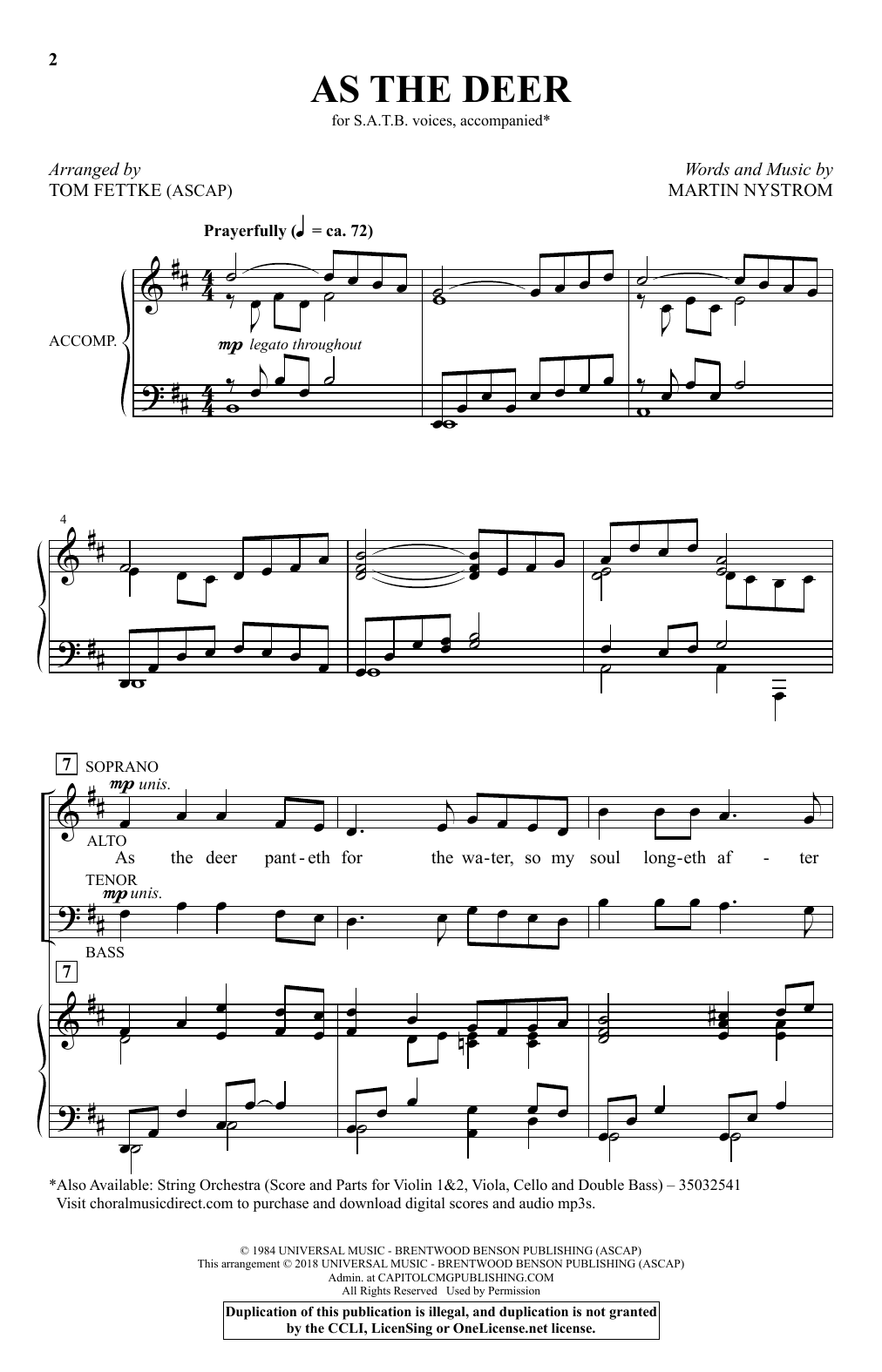 Martin Nystrom As the Deer (arr. Tom Fettke) Sheet Music Notes & Chords for SATB Choir - Download or Print PDF