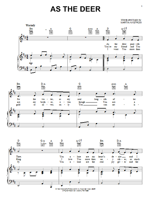 Martin Nystrom As The Deer Sheet Music Notes & Chords for Alto Sax Solo - Download or Print PDF