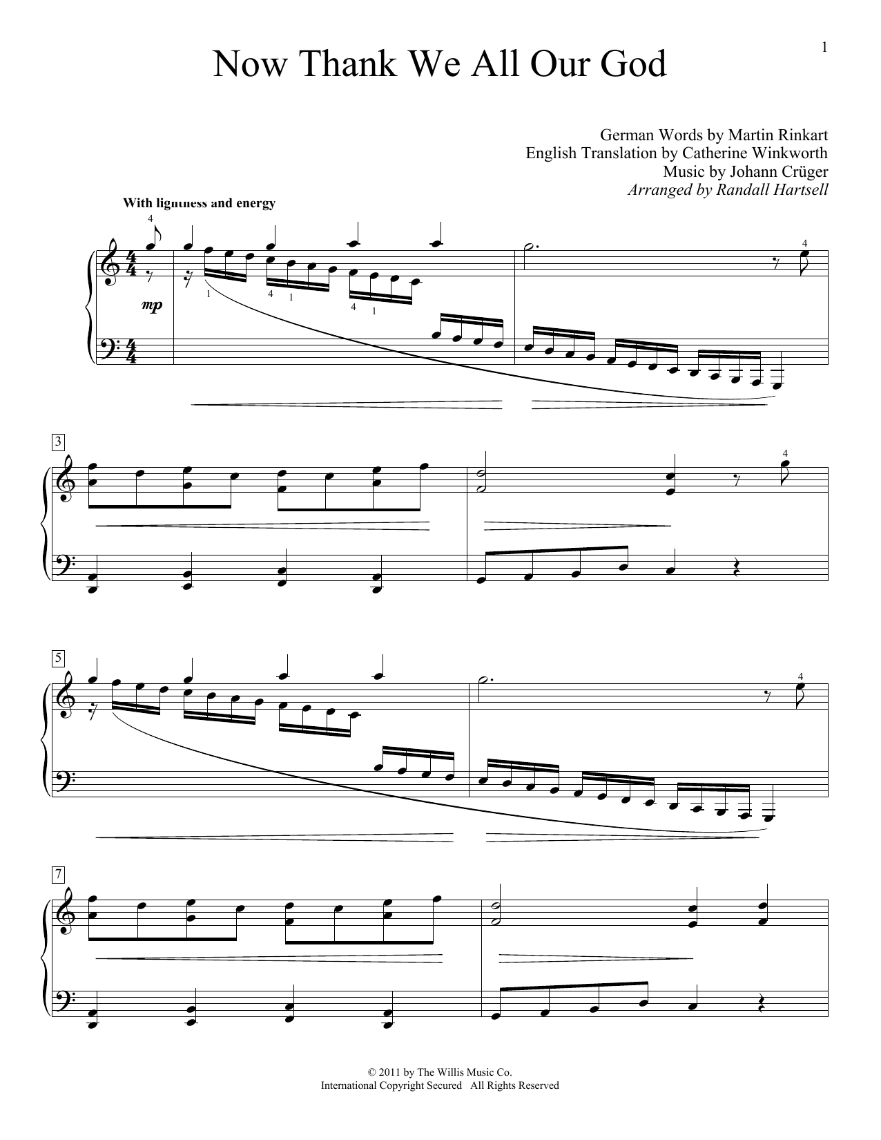 Martin Rinkart Now Thank We All Our God Sheet Music Notes & Chords for Piano, Vocal & Guitar Chords (Right-Hand Melody) - Download or Print PDF