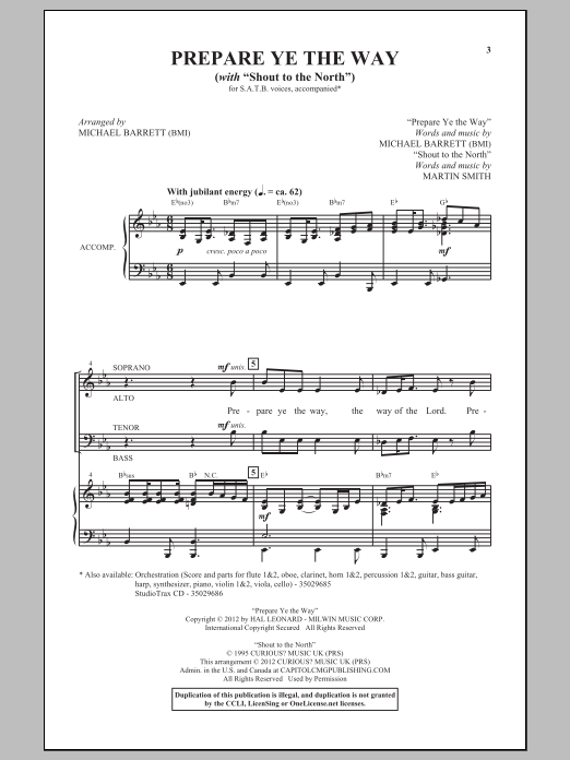 Martin Smith Shout To The North Sheet Music Notes & Chords for SATB - Download or Print PDF