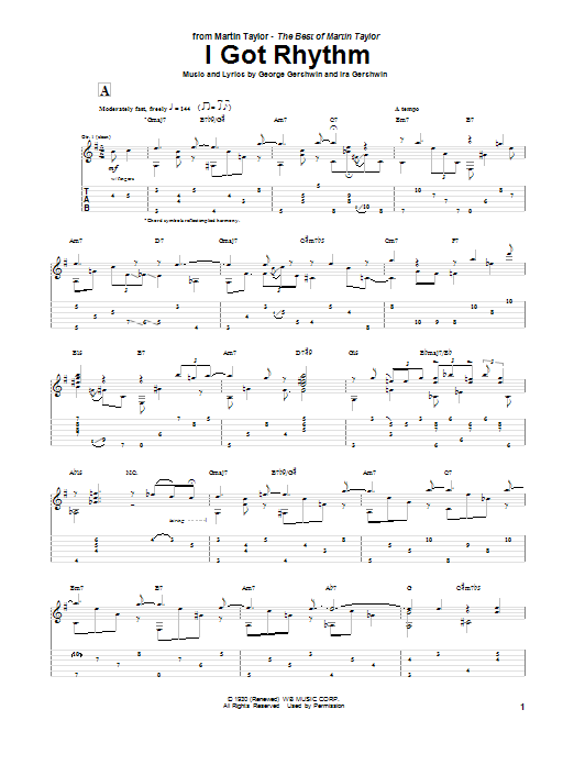 Martin Taylor I Got Rhythm Sheet Music Notes & Chords for Guitar Tab - Download or Print PDF