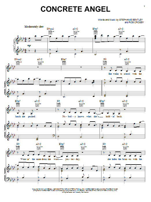 Martina McBride Concrete Angel Sheet Music Notes & Chords for Piano (Big Notes) - Download or Print PDF
