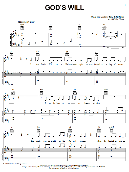 Martina McBride God's Will Sheet Music Notes & Chords for Piano, Vocal & Guitar (Right-Hand Melody) - Download or Print PDF Martina McBride God's Will Sheet Music Notes & Chords for Piano, Vocal & Guitar (Right-Hand Melody) - Download or Print PDF