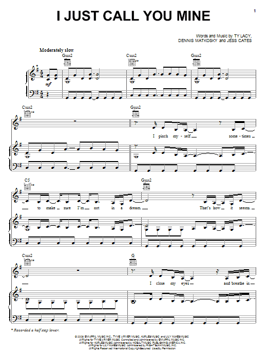 Martina McBride I Just Call You Mine Sheet Music Notes & Chords for Piano, Vocal & Guitar (Right-Hand Melody) - Download or Print PDF