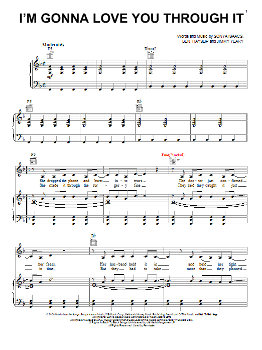 Martina McBride I'm Gonna Love You Through It Sheet Music Notes & Chords for Piano, Vocal & Guitar (Right-Hand Melody) - Download or Print PDF