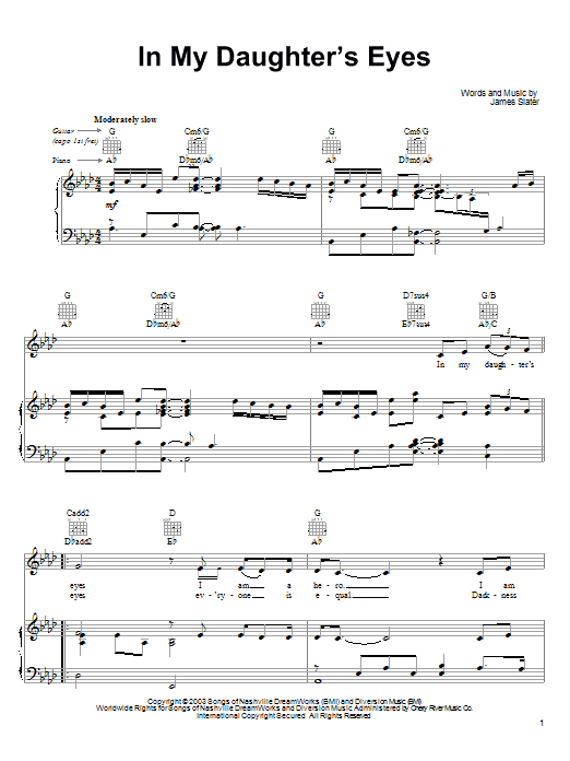 Martina McBride In My Daughter's Eyes Sheet Music Notes & Chords for Piano, Vocal & Guitar Chords (Right-Hand Melody) - Download or Print PDF