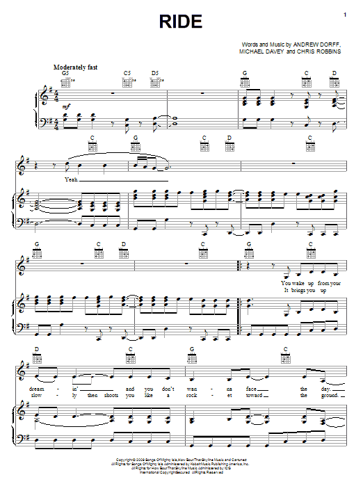 Martina McBride Ride Sheet Music Notes & Chords for Piano, Vocal & Guitar (Right-Hand Melody) - Download or Print PDF