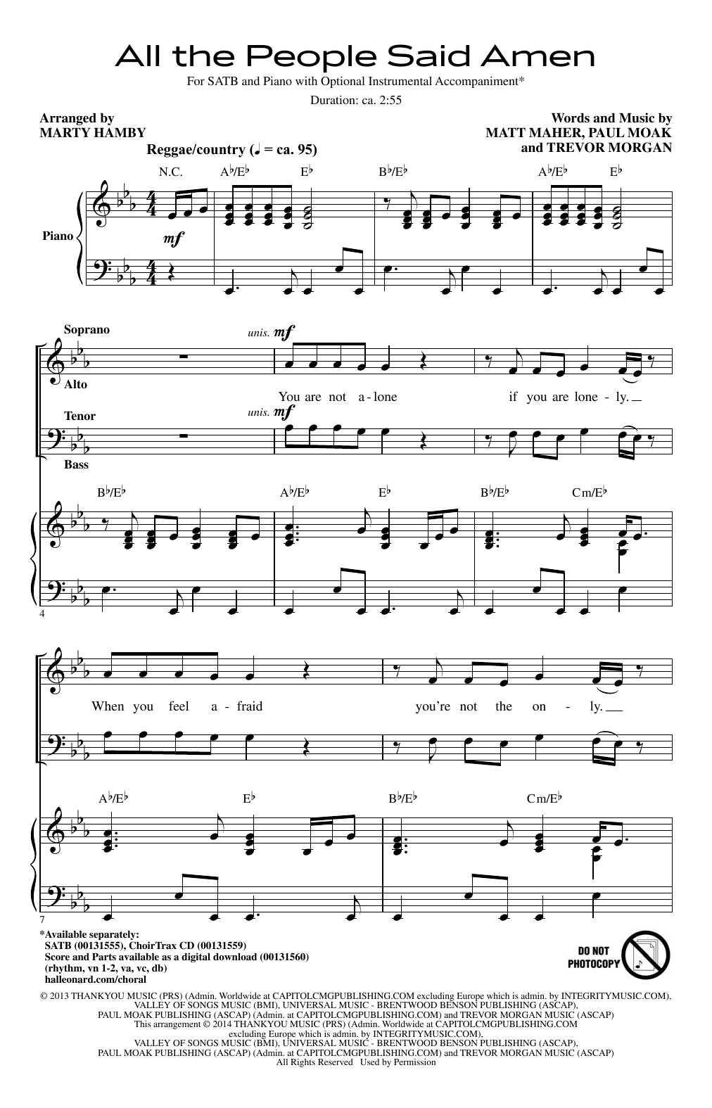 Marty Hamby All The People Said Amen Sheet Music Notes & Chords for SATB - Download or Print PDF