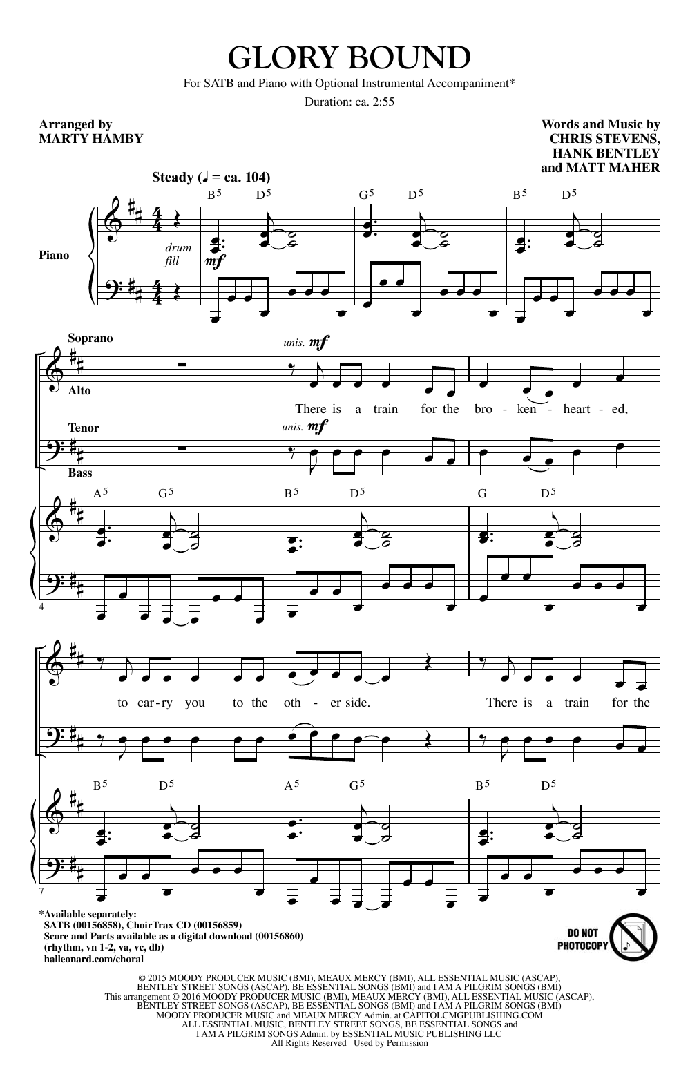 Marty Hamby Glory Bound Sheet Music Notes & Chords for SATB - Download or Print PDF