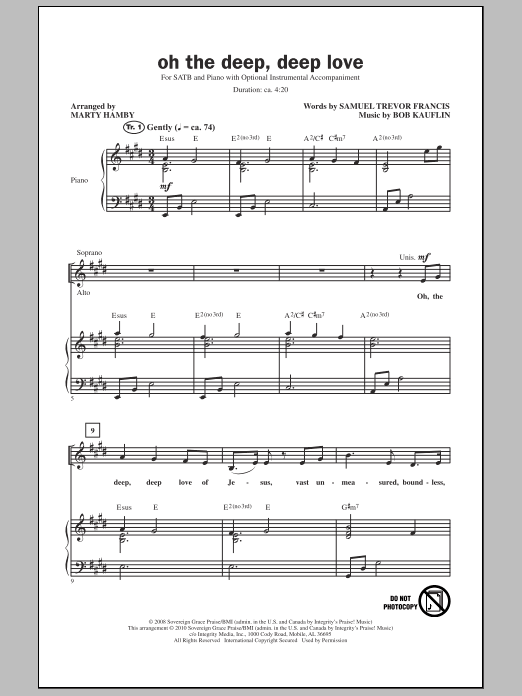 Marty Hamby Oh The Deep Deep Love Sheet Music Notes & Chords for SATB - Download or Print PDF