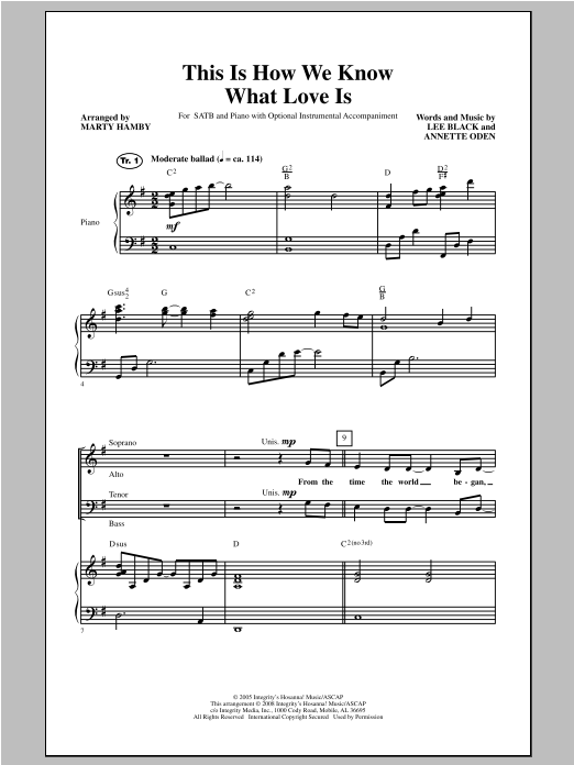 Marty Hamby This Is How We Know What Love Is Sheet Music Notes & Chords for SATB - Download or Print PDF