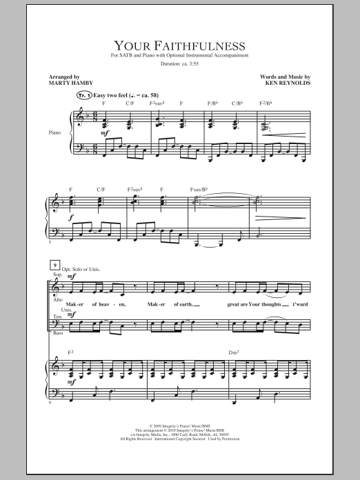 Marty Hamby Your Faithfulness Sheet Music Notes & Chords for SATB - Download or Print PDF
